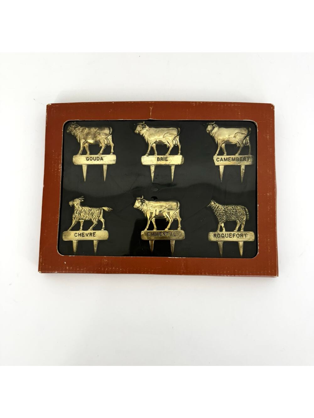 Silea Vintage Silver Plated Cheese Markers Animal Labels Set of 6 Collectable